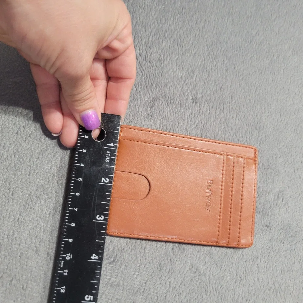 Buffway Wallet Slim Card Holder Unisex Brown Minimalist RFID Front Pocket RFID
